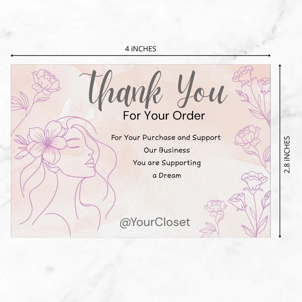 60 Floral Thank You Cards 4 x 2.8